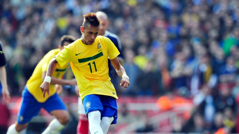 Neymar scores his second goal from the penalty spot