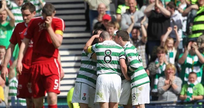 Ledley: Celebrates his goal at Hampden