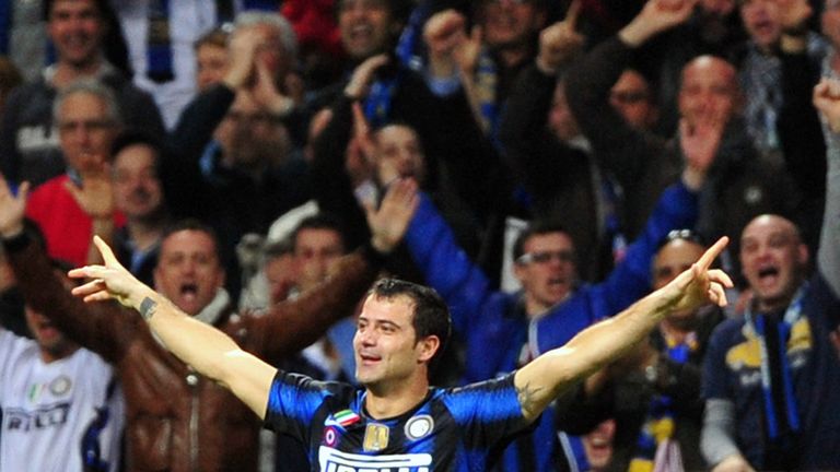 Dejan Stankovic celebrates his opener for Inter.