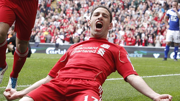 Maxi Rodriguez capitalises on a rebound to open the scoring for Liverpool