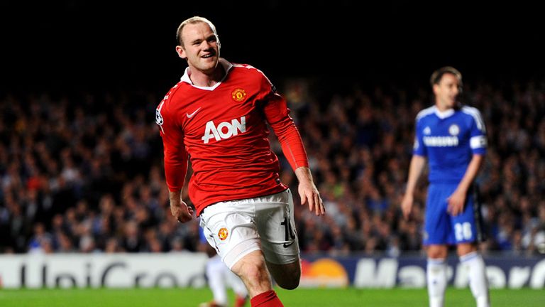 Rooney celebrates scoring the opening goal after 24 minutes