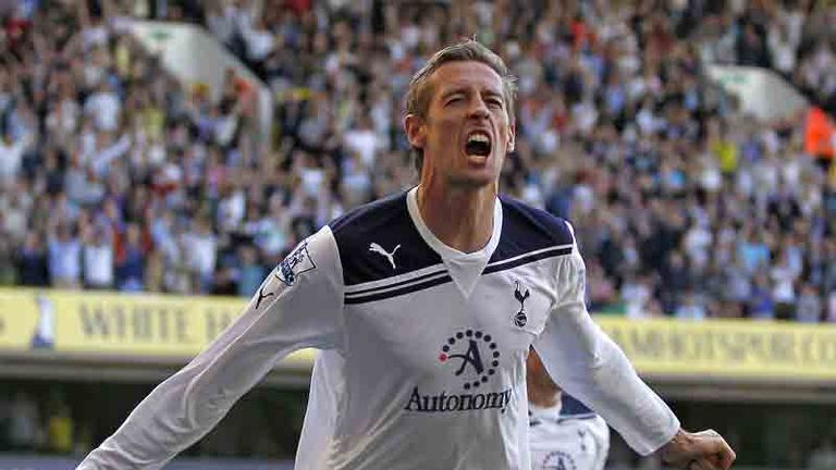 Joy for Peter Crouch as he scores Spurs opener against Stoke