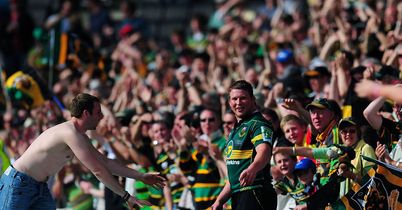 Dylan Hartley in celebratory mood