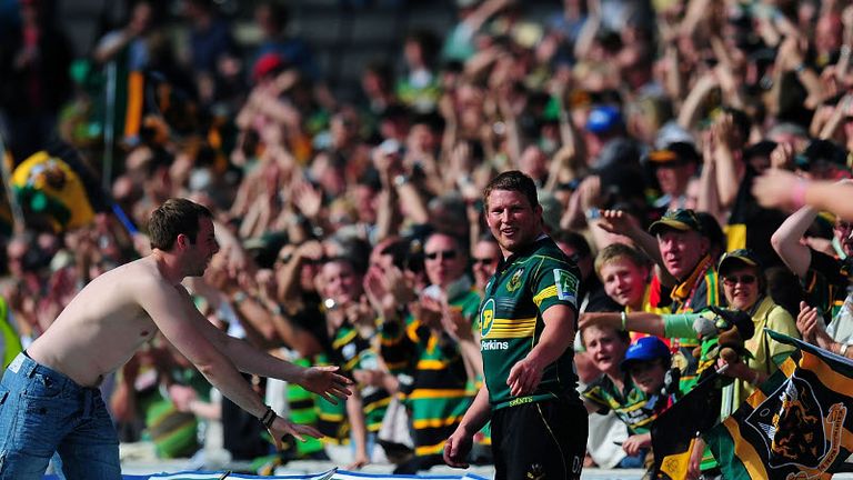 Dylan Hartley in celebratory mood