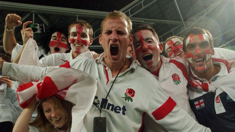 English fans are fired up before the final in the Telstra Stadium, Sydney
