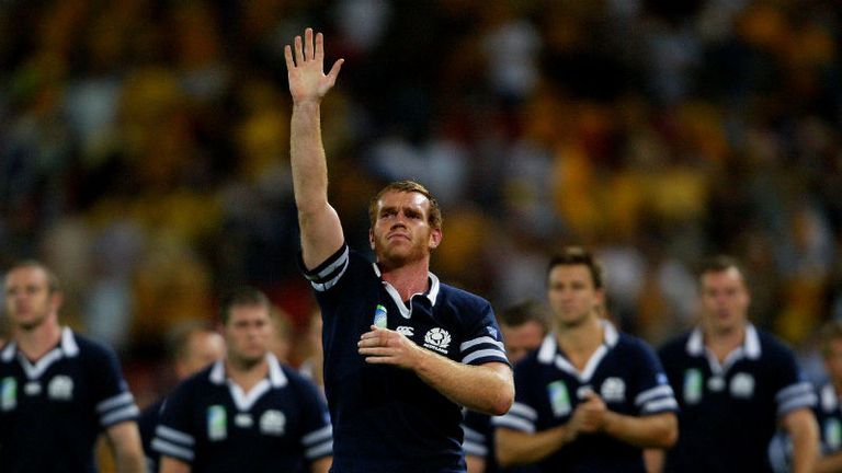 Scotland's John Petrie salutes the crowd, as his team crash out to hosts Australia 16-33
