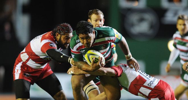 Manu Tuilagi bursts clear against Gloucester at Welford Road