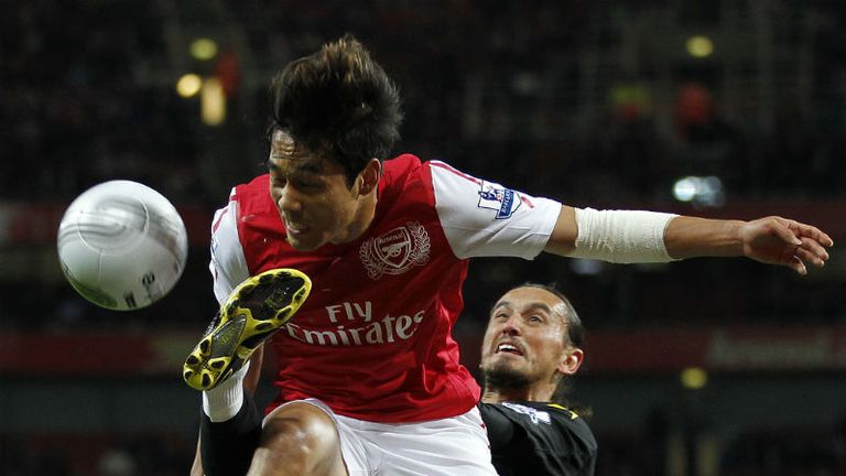 Arsenals Park Chu-Young is prepared to put his head where the boots are flying against Tuncay