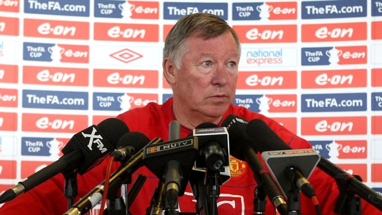 The media have often enjoyed a Fergie quip, and make sure they don't miss a word. Sir Alex surrounded by microphones in 2010.