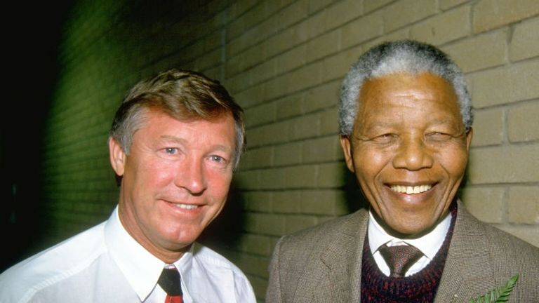 The Manchester United boss meets Nelson Mandela during his time in South Africa.