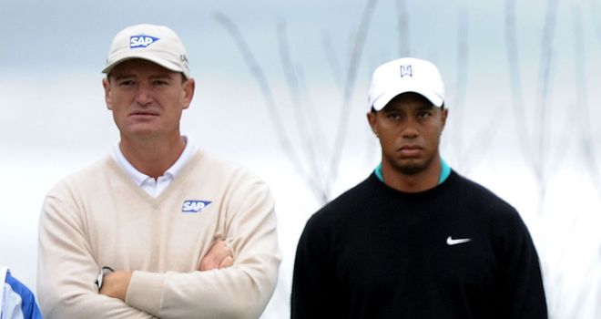 Ernie Els (left): Not jumping on the 'Tiger is back' bandwagon