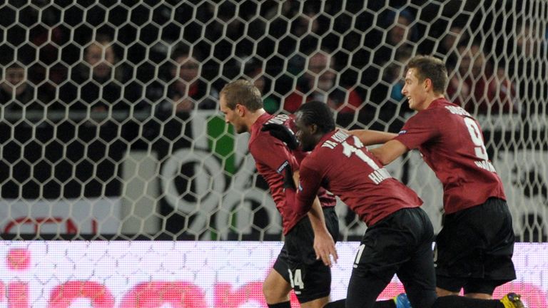 Konstantin Rausch celebrates Hannover's opening goal
