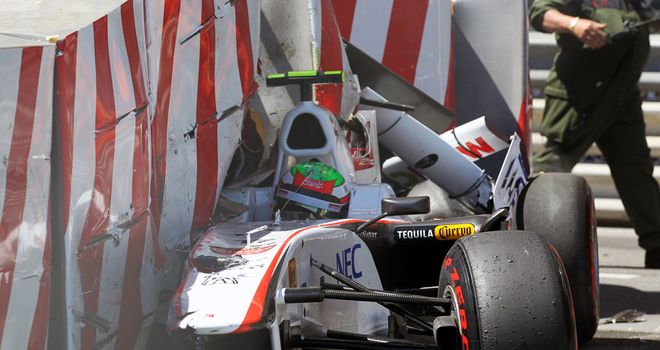 Motor racing-Perez crashes out of Monaco GP qualifying