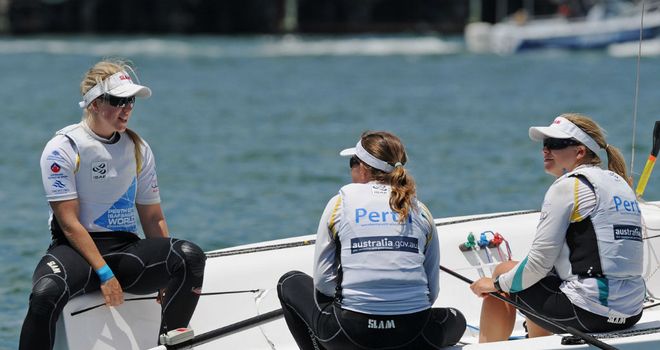 Australian sailors: Nicky Souter (left to right), Katie Spithill and Jessica Eastwell