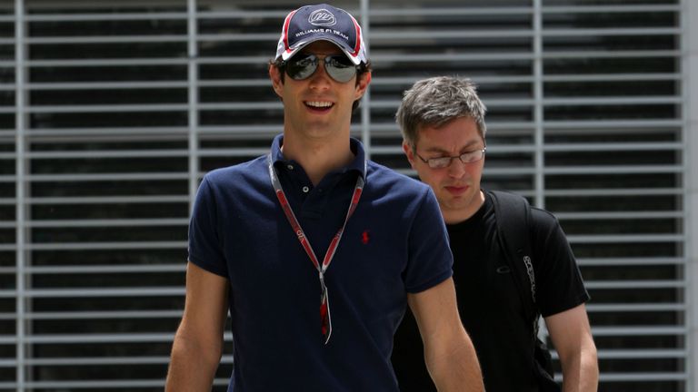 Bruno Senna arrives at the track