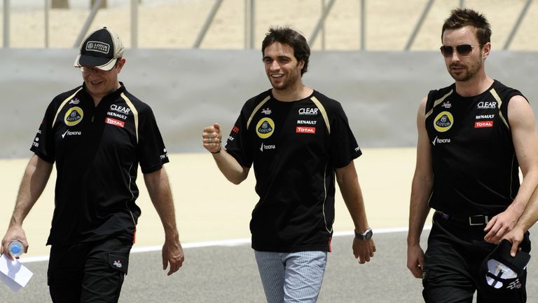 Lotus reserve driver Jerome d'Ambrosio walks the track