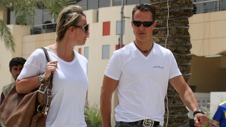 Michael Schumacher arrives at the BIC