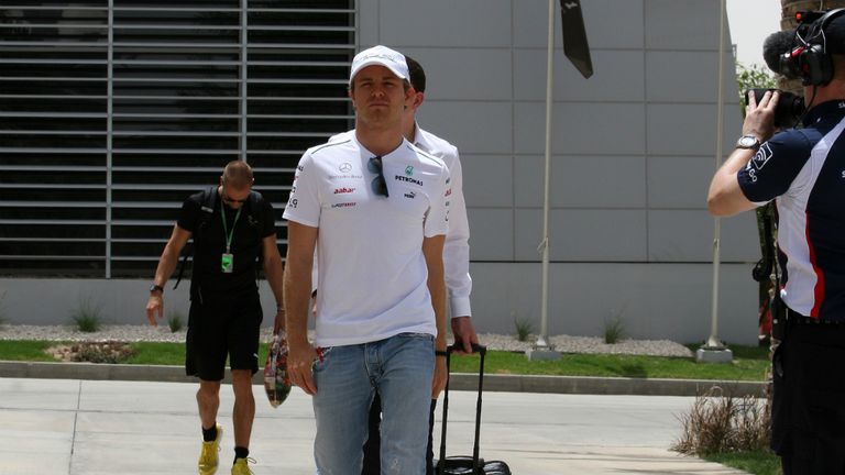 Race winner in China Nico Rosberg arrives