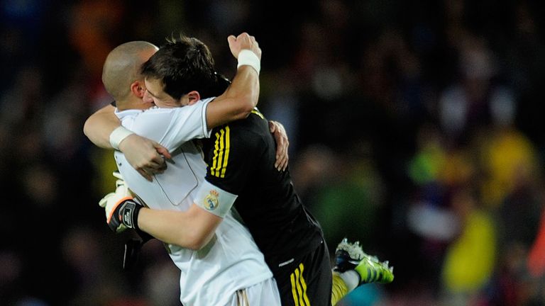 Iker Casillas: The Real Madrid shot-stopper celebrates victory at Barcelona