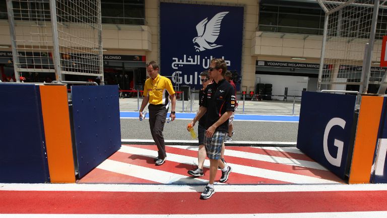 Sebastian Vettel heads out of the pits...