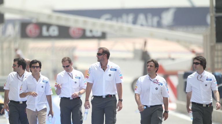 Sergio Perez heads out with the Sauber team