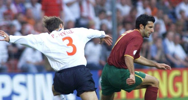 Figo inspired Portugal to a 3-2 victory over England at Euro 2000
