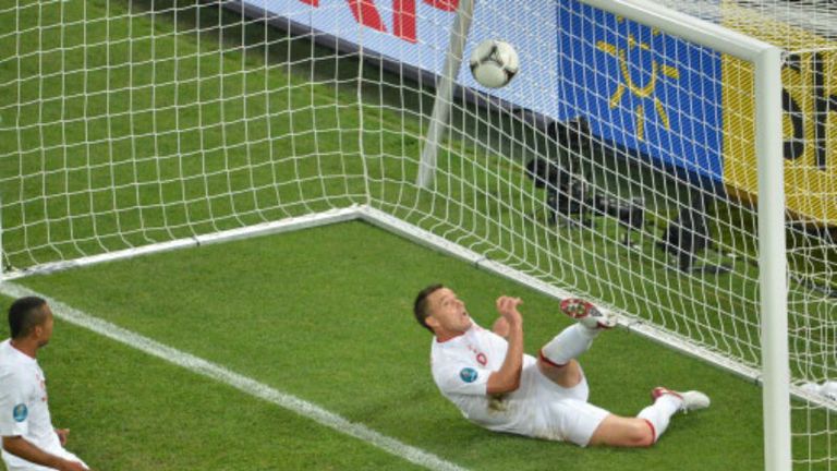 John Terry clears the ball from the England goal but replays show it crossed the line