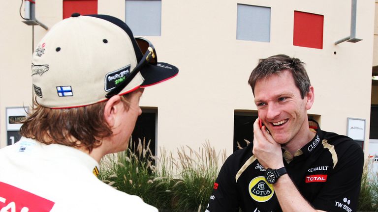 The departing James Allison in conversation with Kimi Raikkonen