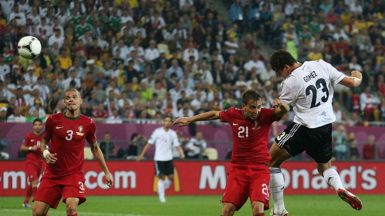 Germany come straight back at Portugal though, and Khedira delivers a deflected cross. Mario Gomez rises and powers the ball into the net.