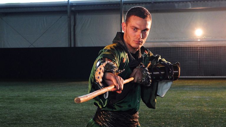 It's Shaolin Soccer, Arsenal style - defender Thomas Vermaelen prepares for battle. <a href="http://youtu.be/IYaO_BIXrZY" target="_blank">Video here!</a>.