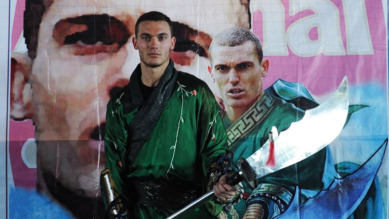 On last year's tour, Arsenal fans in China made a banner showing Vermaelen as a warrior - inspiring this photoshoot.