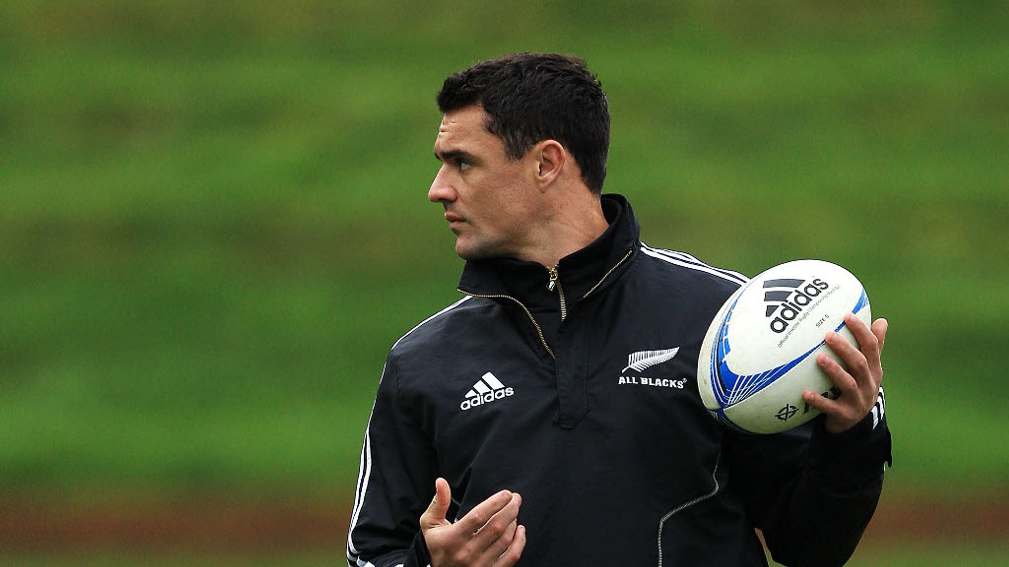 Daniel Carter of the All Blacks kicks a penalty during The Rugby