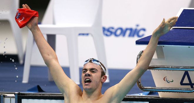 Josef Craig: Celebrates finishing first in the S7 400 metres freestyle