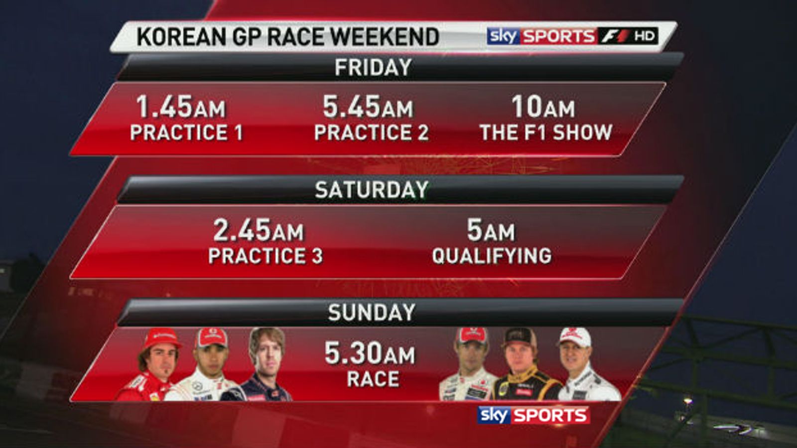 Sky Sports F1's Korean GP schedule | F1 News