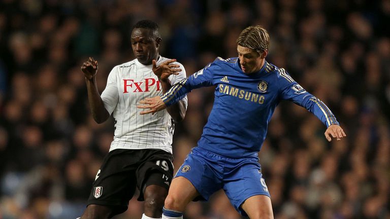 Chelsea's Fernando Torres battles for the ball during the goalless draw with Fulham