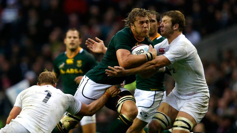 Duane Vermeulen makes some hard yards for South Africa