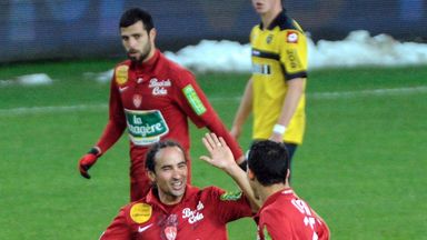Brest celebrate their opening goal