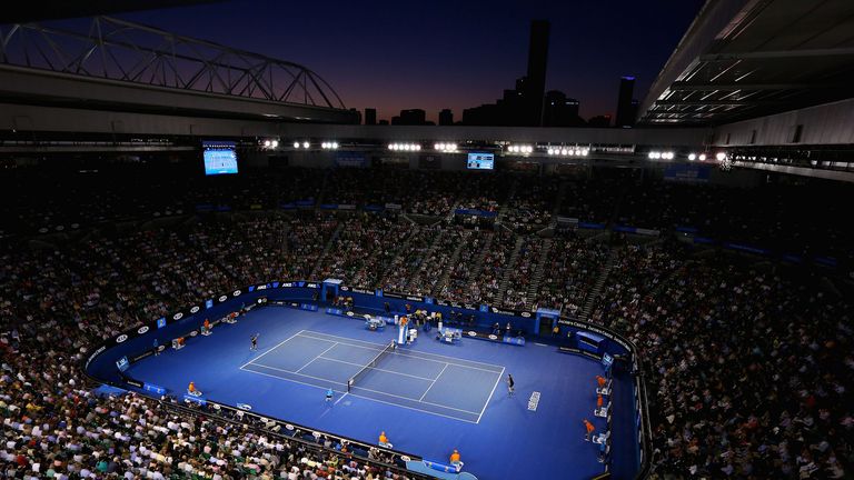 A general view of Rod Laver Arena in the mens final between Andy Murray and Novak Djokovic