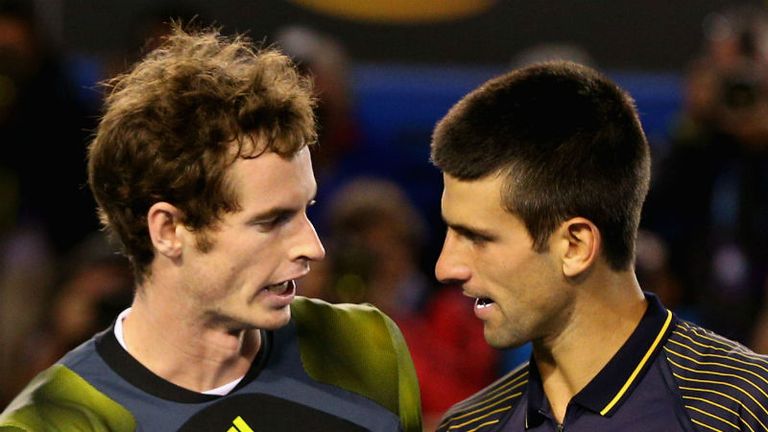 Novak Djokovic shakes hands with Andy Murray after the Australian Open mens final