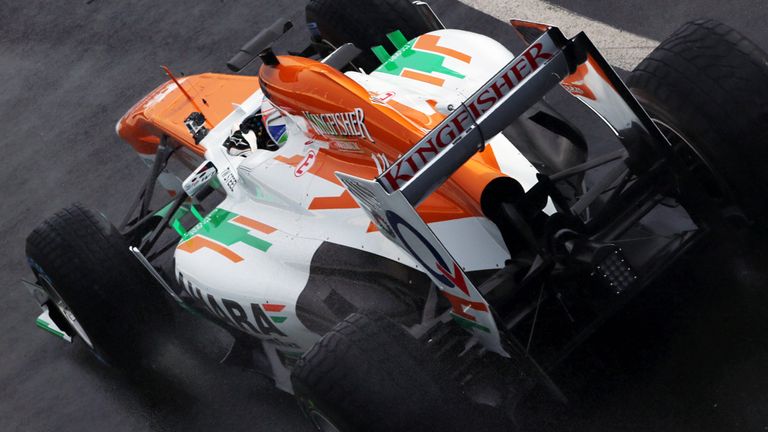 Paul di Resta takes the new Force India car for its shakedown at Silverstone.