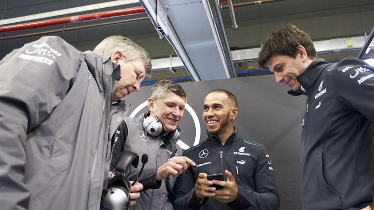Lewis Hamilton's first day in the garage with his new team
