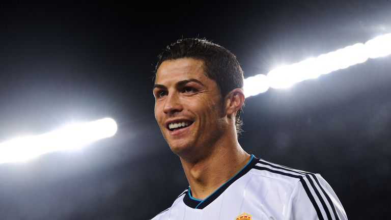 Cristiano Ronaldo smiles during the Copa del Rey semi final against Barcelona