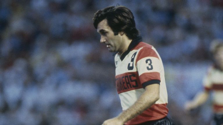 Playing for Fort Lauderdale Strikers in a NASL League match held in 1978 at the Lockhart Stadium