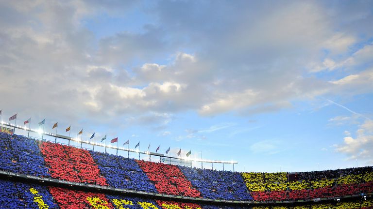 A general view of the Camp Nou Stadium prior to the La Liga match between FC Barcelona and Real Madrid
