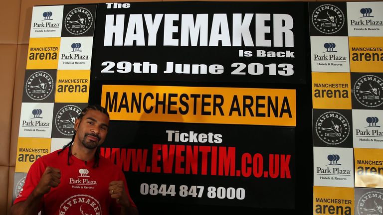 Boxer David Haye during a press conference at the Park Plaza Riverbank Hotel, London.