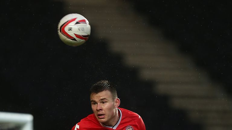 Andy Butler of Walsall looks to head the ball during the npower League One match between Milton Keynes Dons and Walsall.