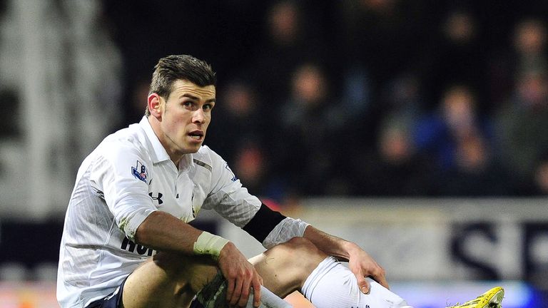 Tottenham Hotspurs' Welsh footballer Gareth Bale is pictured as he plays against West Ham 