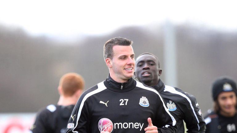 Steven Taylor during a Newcastle United training session at the Little Benton training ground.