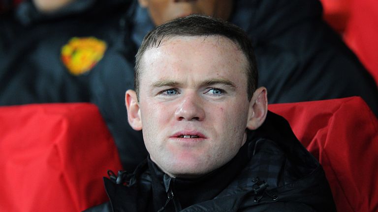 Manchester United's Wayne Rooney on the bench against Real Madrid