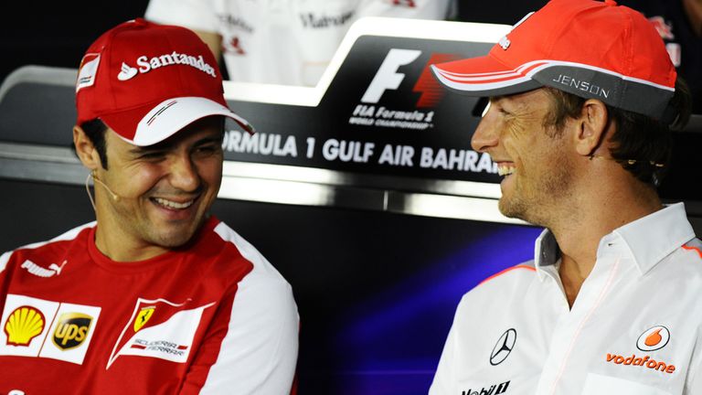 Felipe Massa and Jenson Button in the Thursday press conference